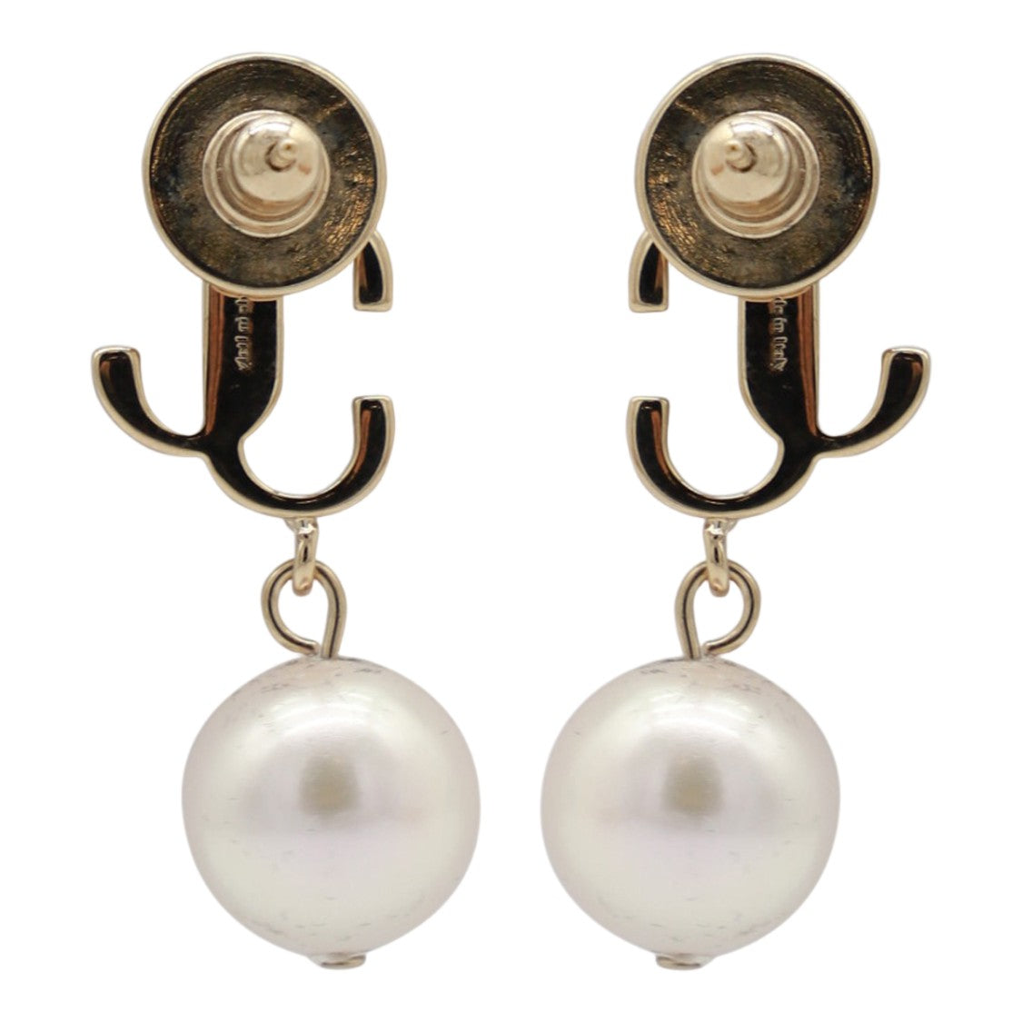 Jimmy Choo Interlocking Double J Pearl Drop Earrings