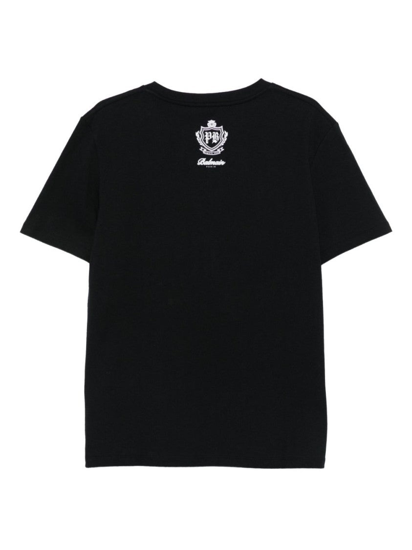 Balmain Black Minimalist Emblem Short Sleeve T-Shirt