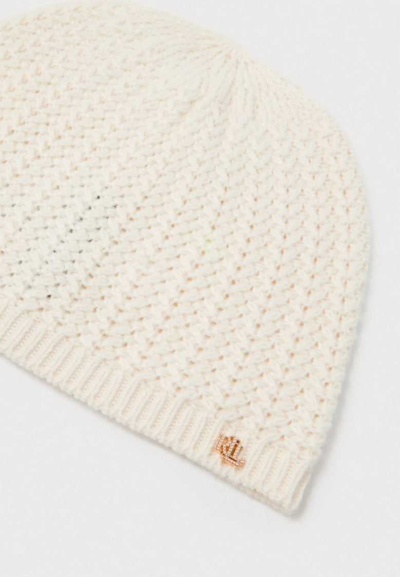 Lauren Ralph Lauren Cream Knitted Scarf And Beanie Set