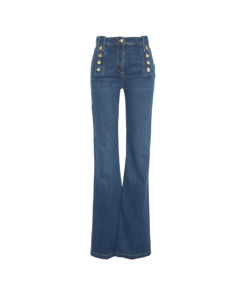 Elisabetta Franchi Decorative Button Jeans