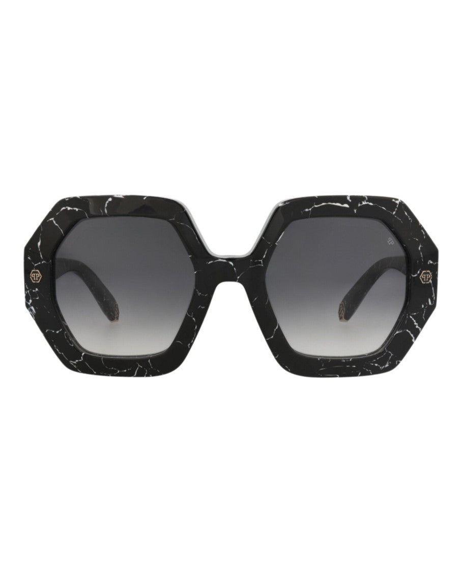 Philipp Plein Bold Round-Frame Acetate Sunglasses With Gradient Lenses