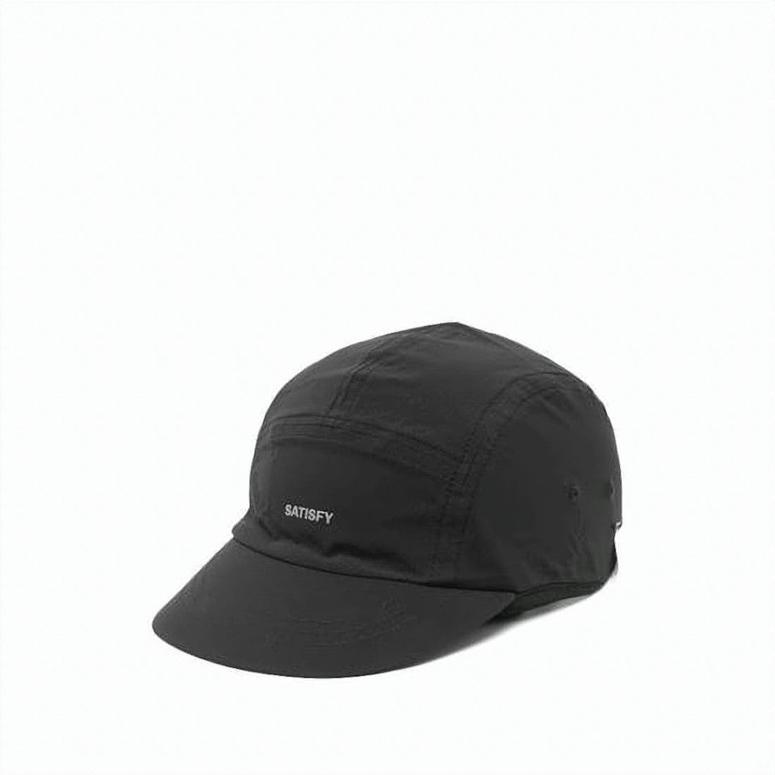 Satisfy Sleek Black Cap With Structured Front Panel And Minimalist Logo