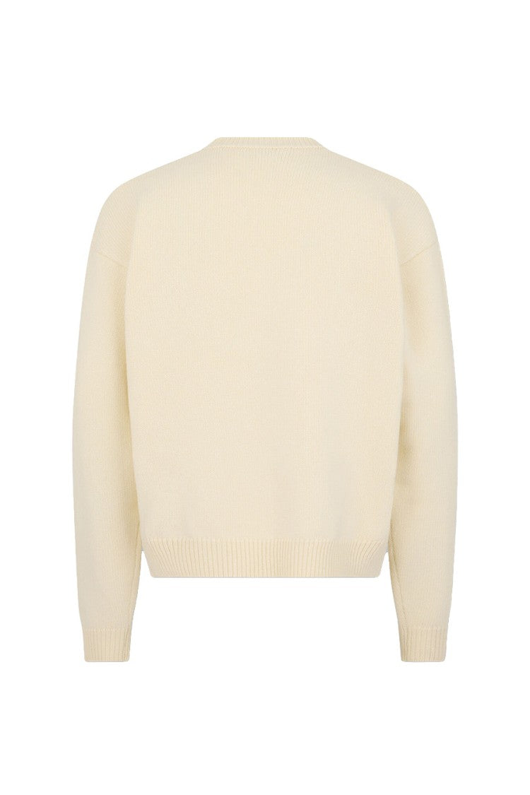 Dsquared2 Cream Wool Embroidered-Logo Sweater
