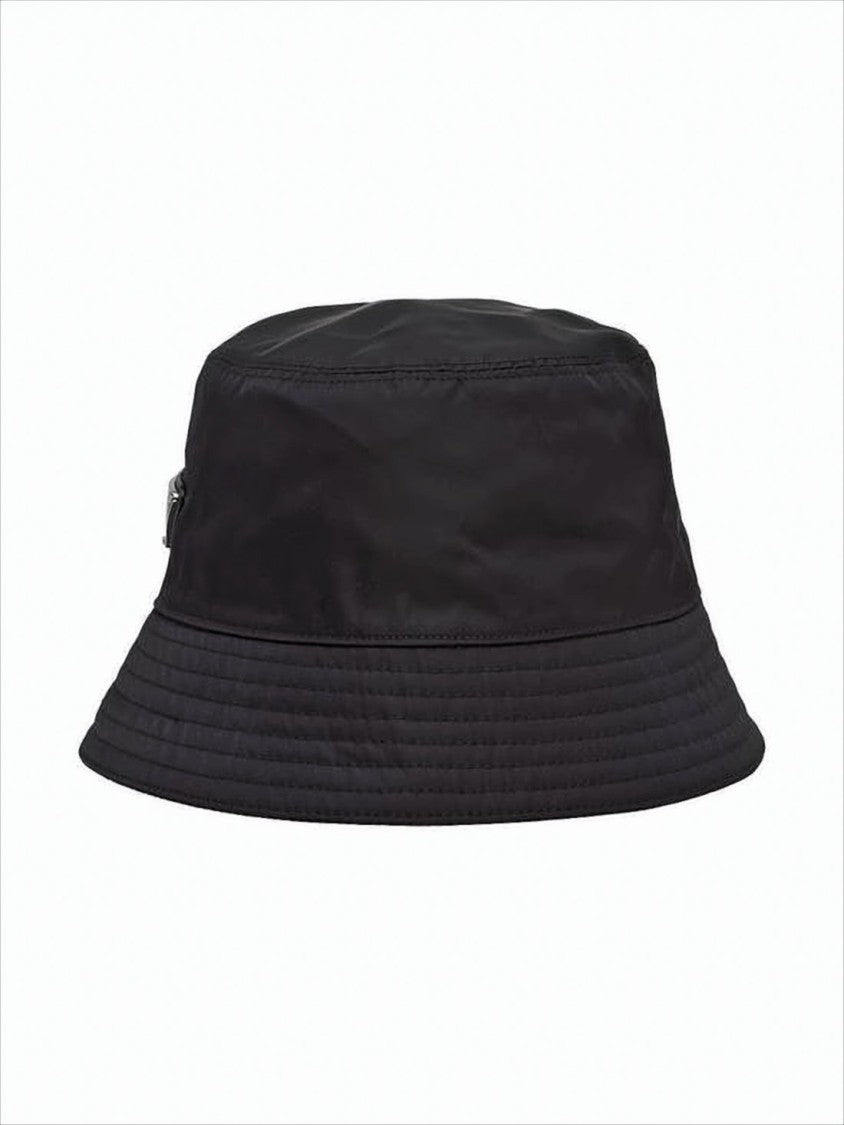 Prada Sophisticated Black Polyamide Bucket Hat With Signature Logo