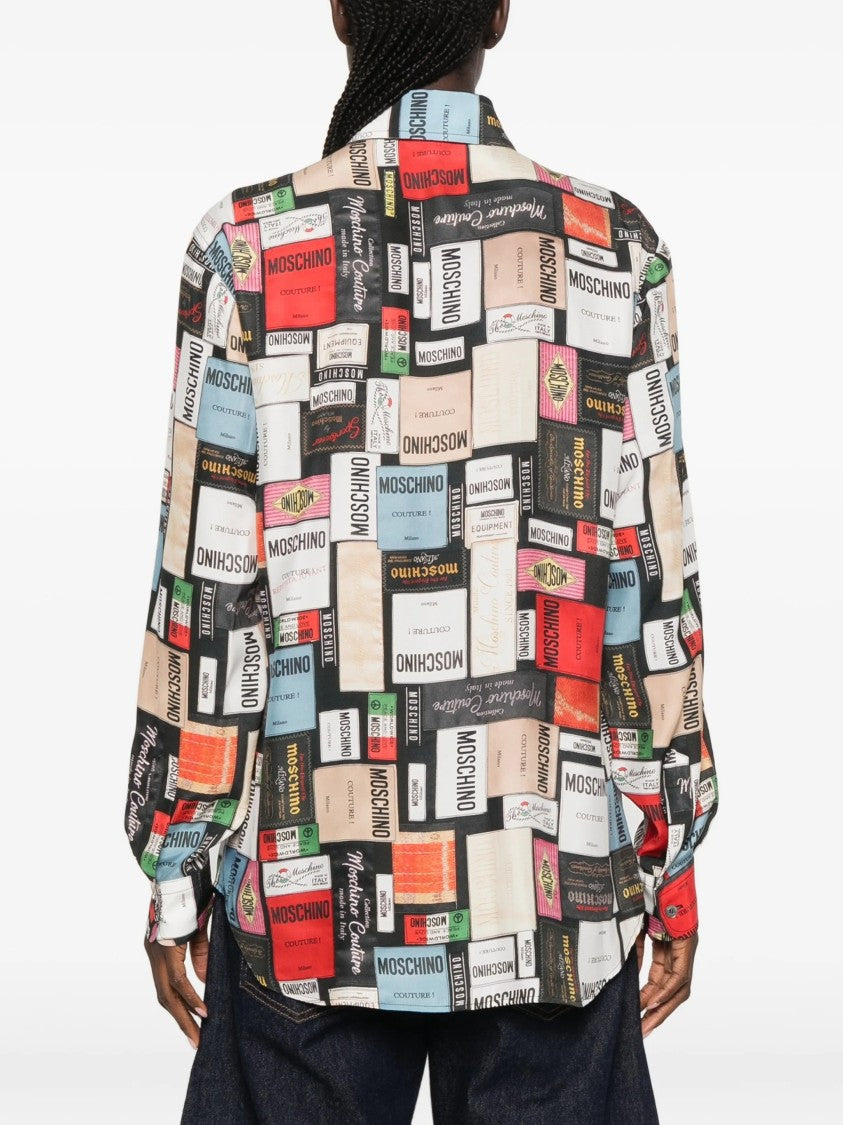 Moschino Long-Sleeved Button-Up Shirt With Eclectic Print
