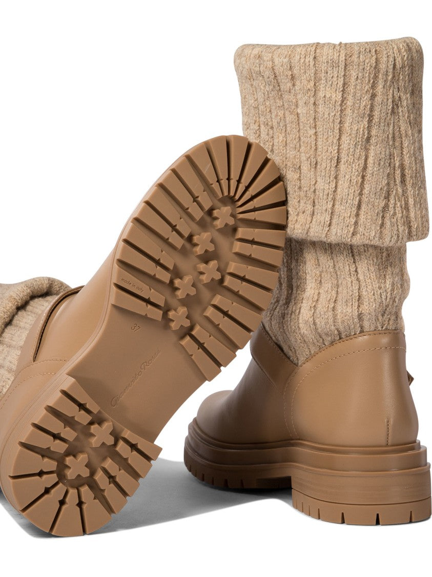 Gianvito Rossi "Thurso" Ankle Boots With Fabric Inserts