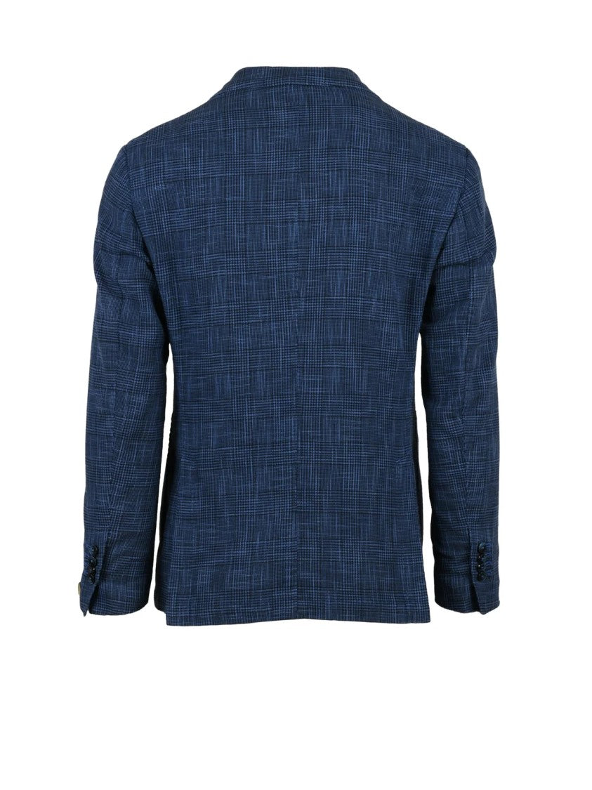 L.B.M. 1911 Blue Cotton Silk Rounded Blazer