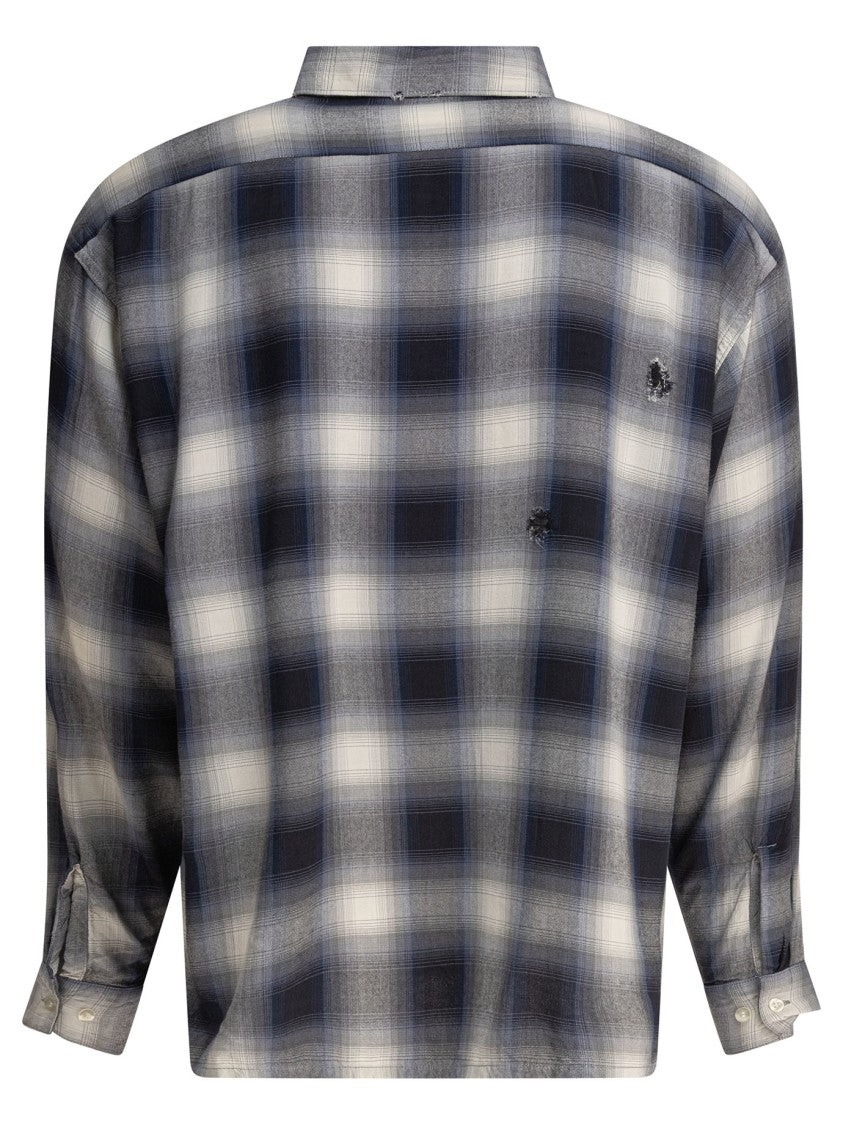 Saint Mxxxxxx Gradient Plaid Rayon Shirt