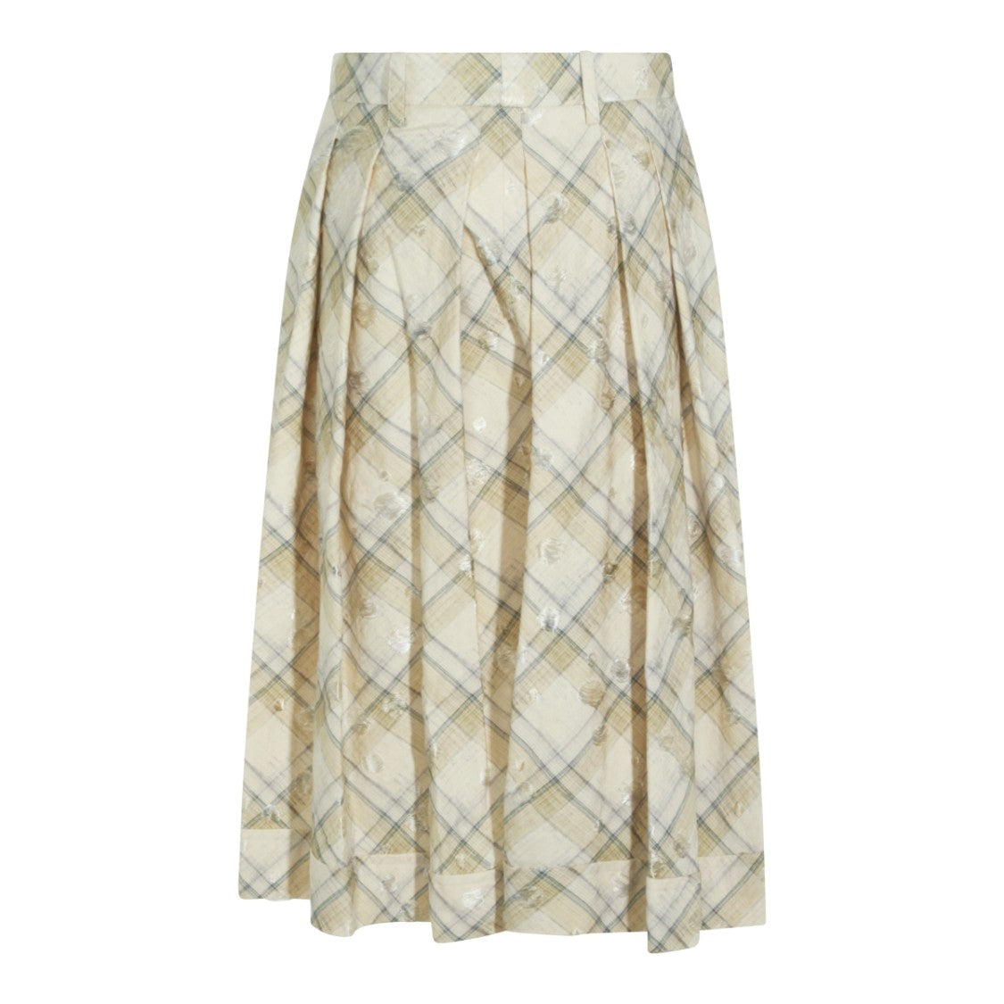 Vivienne Westwood Beige Cotton Midi Skirt With Pleated Design And Check Print