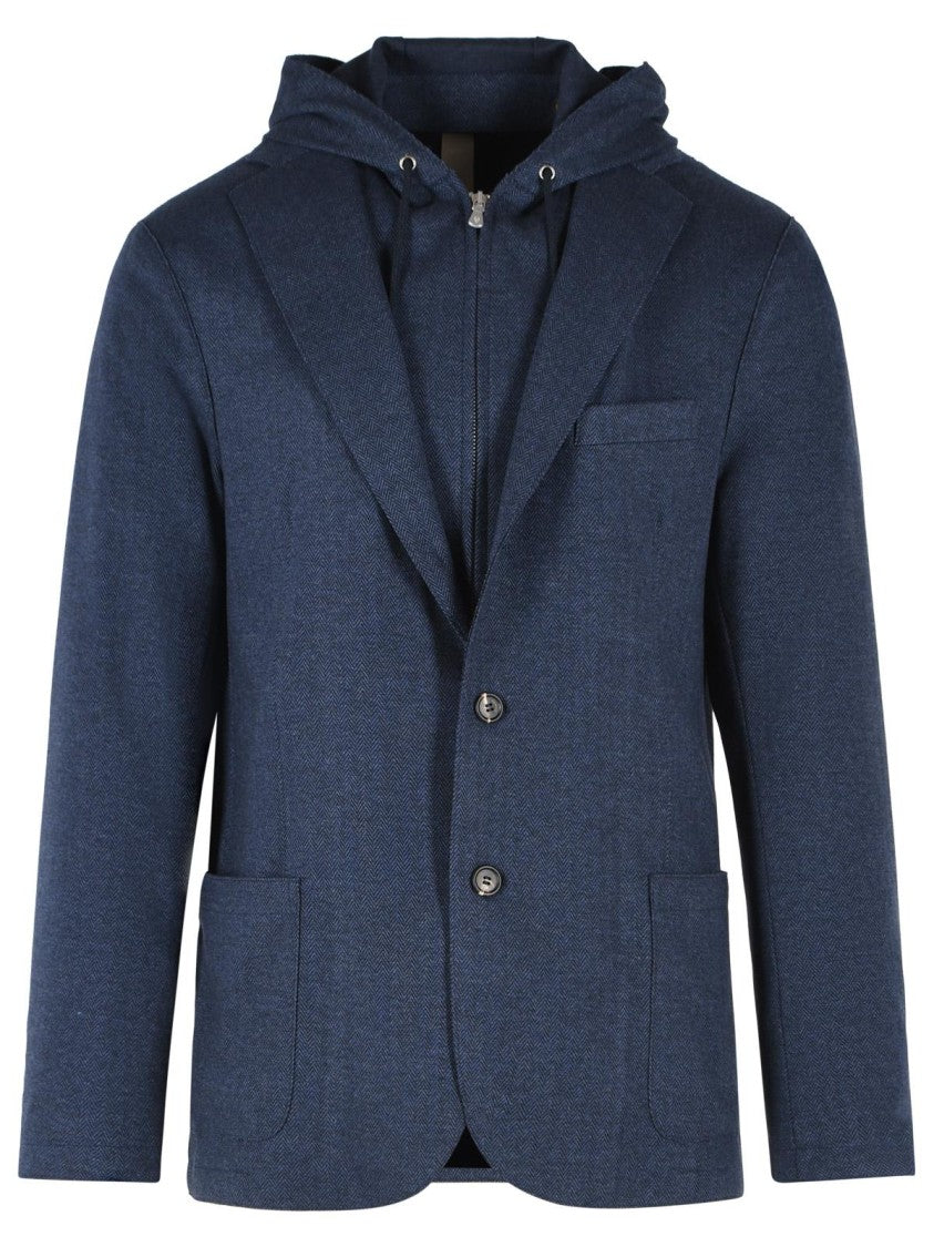 Eleventy Blue Polyester-Blend Single-Breasted Blazer