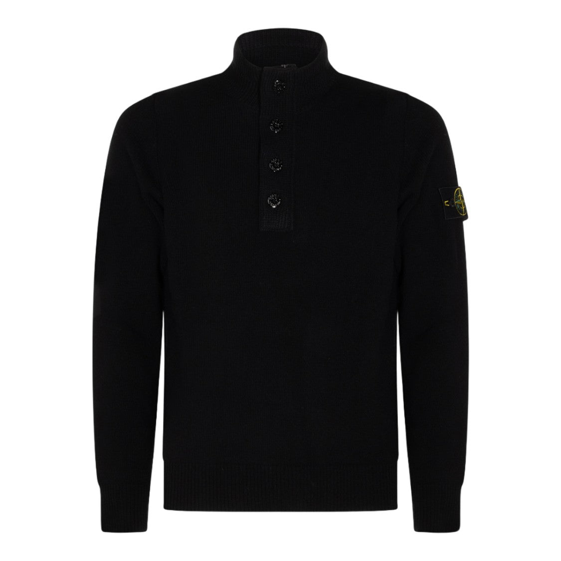 Stone Island High Collar Stone Island Sweater With Buttoned Placket