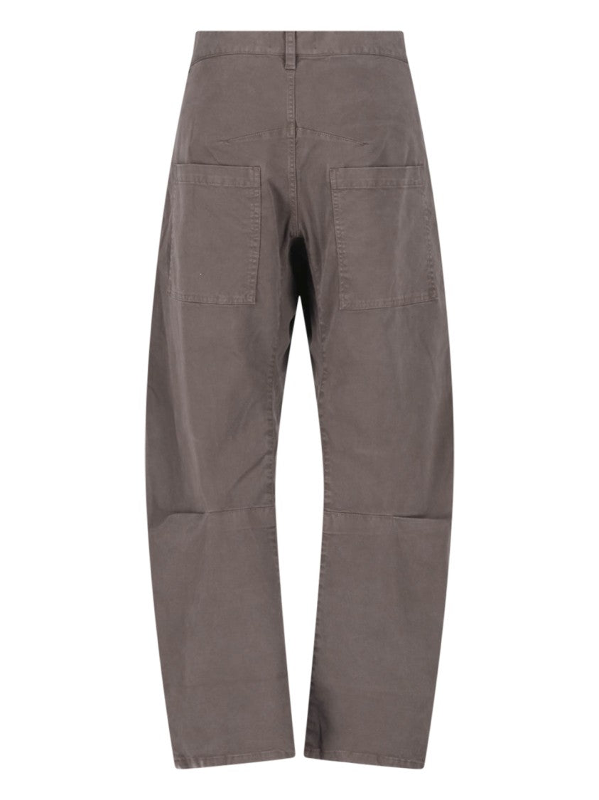 Nili Lotan Brown Shon Rounded-Leg Cotton Pants