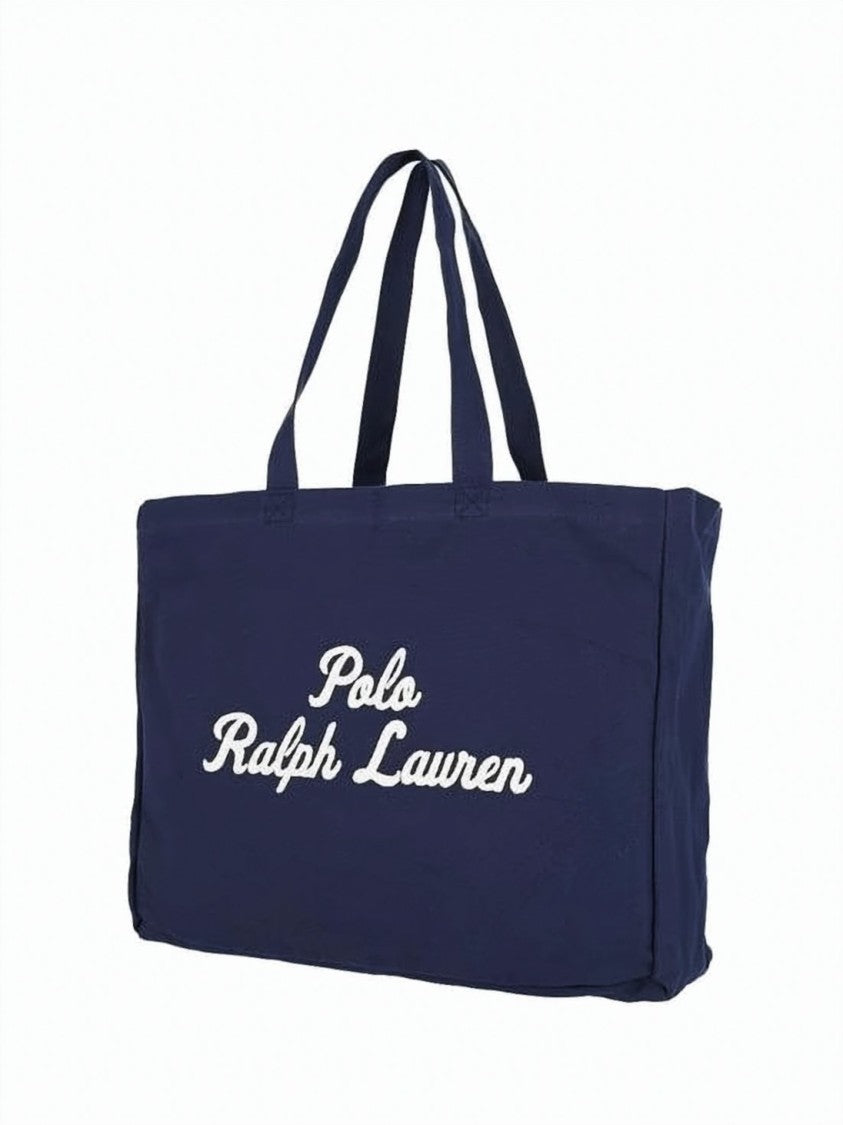 Polo Ralph Lauren Beige Embroidered Logo Cotton Shoulder Bag