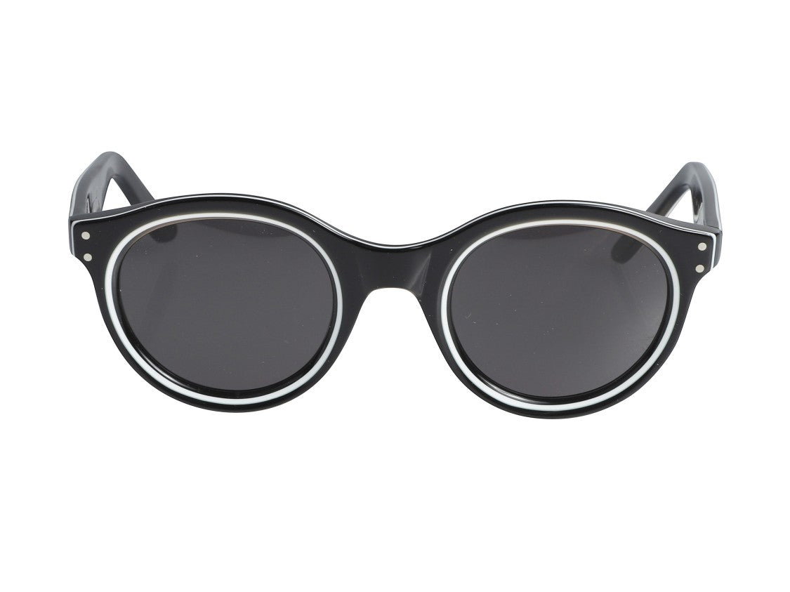 Kador Black Thick Silver Round Sunglasses