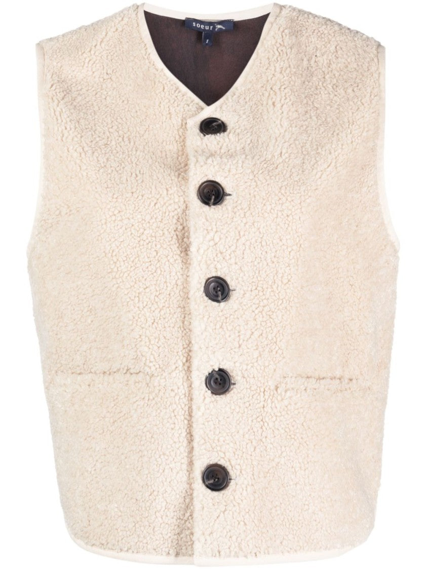 Soeur Soeur Maglie Beige Sleeveless Vest