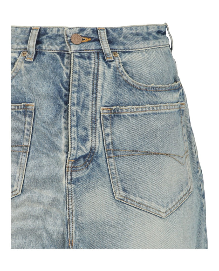 Balenciaga Raw-Edge Denim Mini Skirt