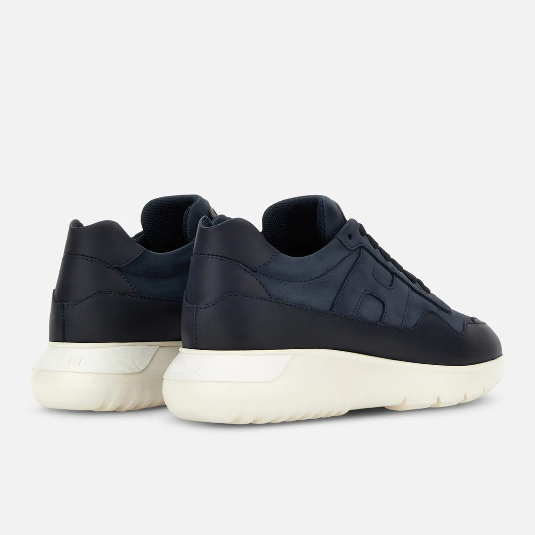 Hogan Blue Leather Low-Top Sneakers With Textured Sole