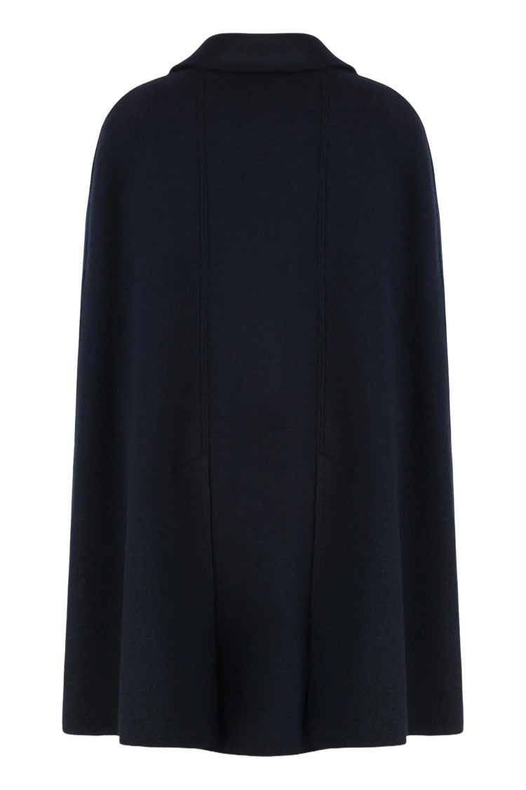 Totême Structured Blue Cape Coat With Flared Hem