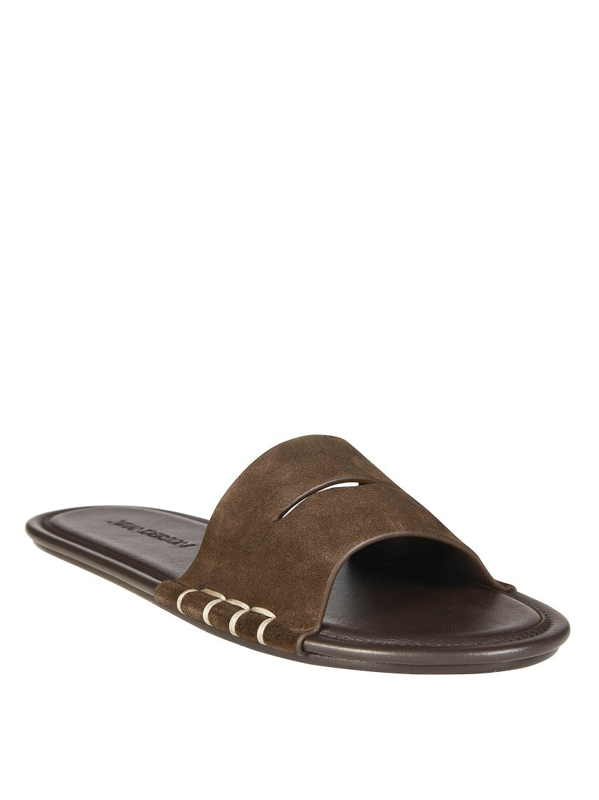 J. W. Anderson Suede Stitched Slide Loafer Sandals
