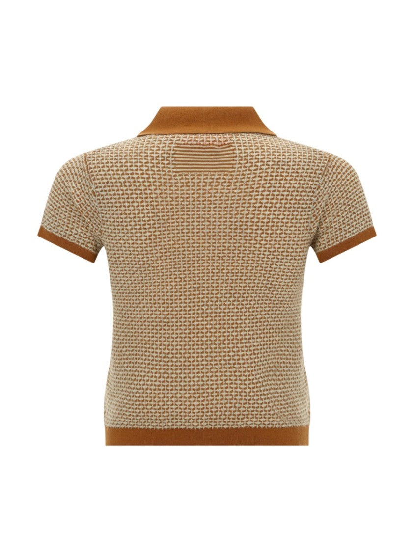 Guest In Residence Cashmere Textured Pattern Polo Sweater