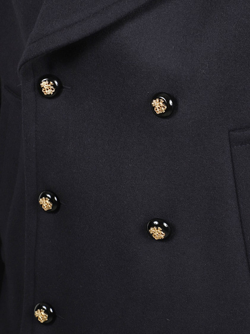 Valentino Garavani Double-Breasted Short-Cut Coat With Jewel Button Closure