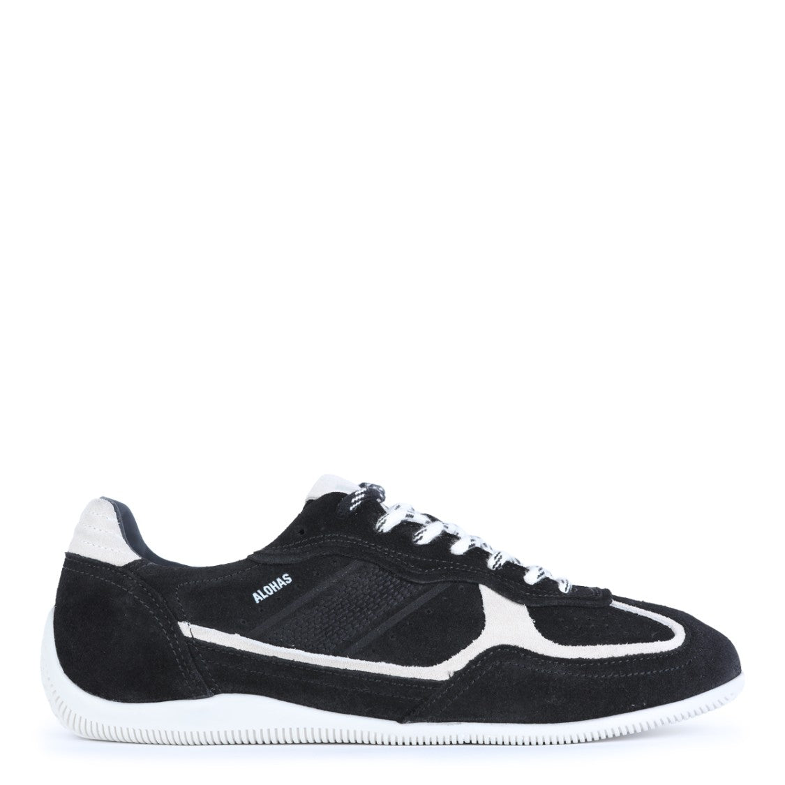 Alohas Black Perforated Contrast Inserts Sneakers