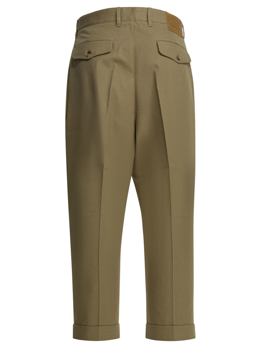 Ami Paris Beige Tailored Trousers With Structured Fit And Pleated Front