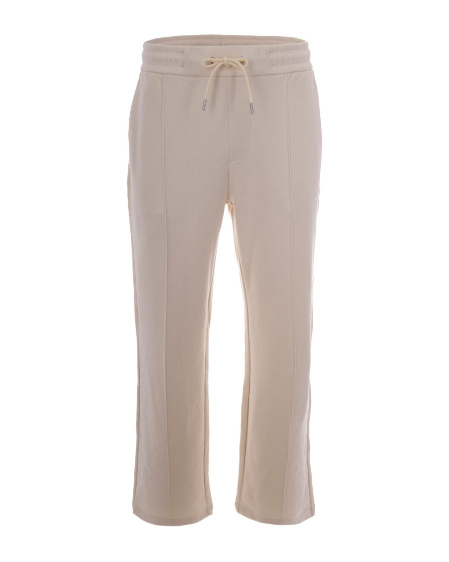Boss Open White Straight-Cut Pants With Adjustable Waistband And Central Crease