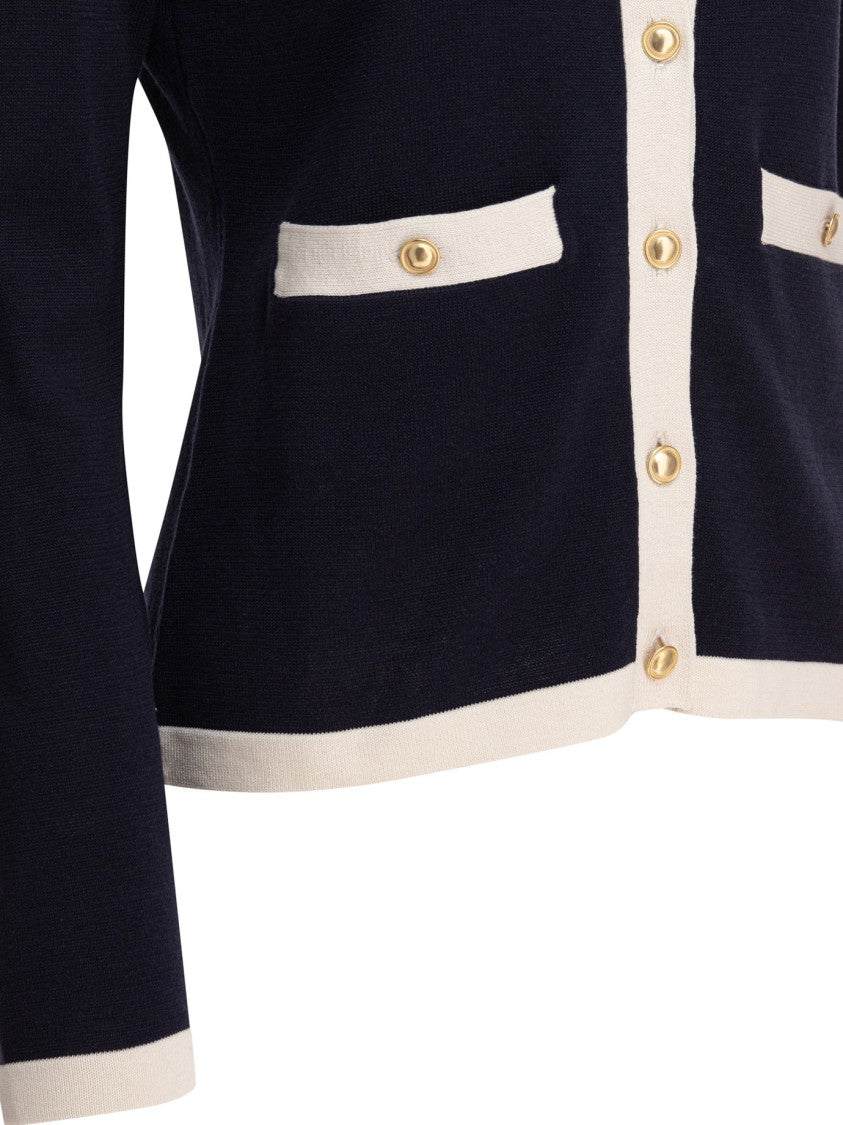 Ines De La Fressange Classic Cardigan With Gold-Tone Accents