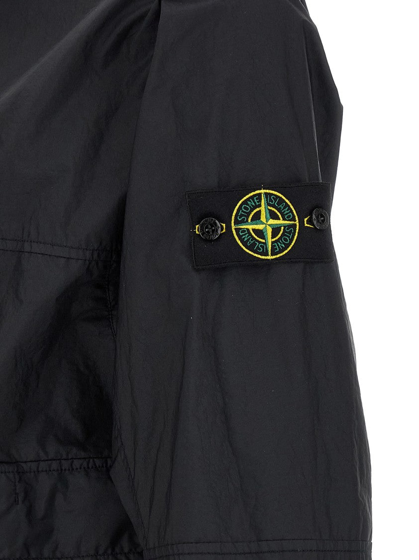 Stone Island Technical Black Jacket With Adjustable Hood And Drawstring Hem