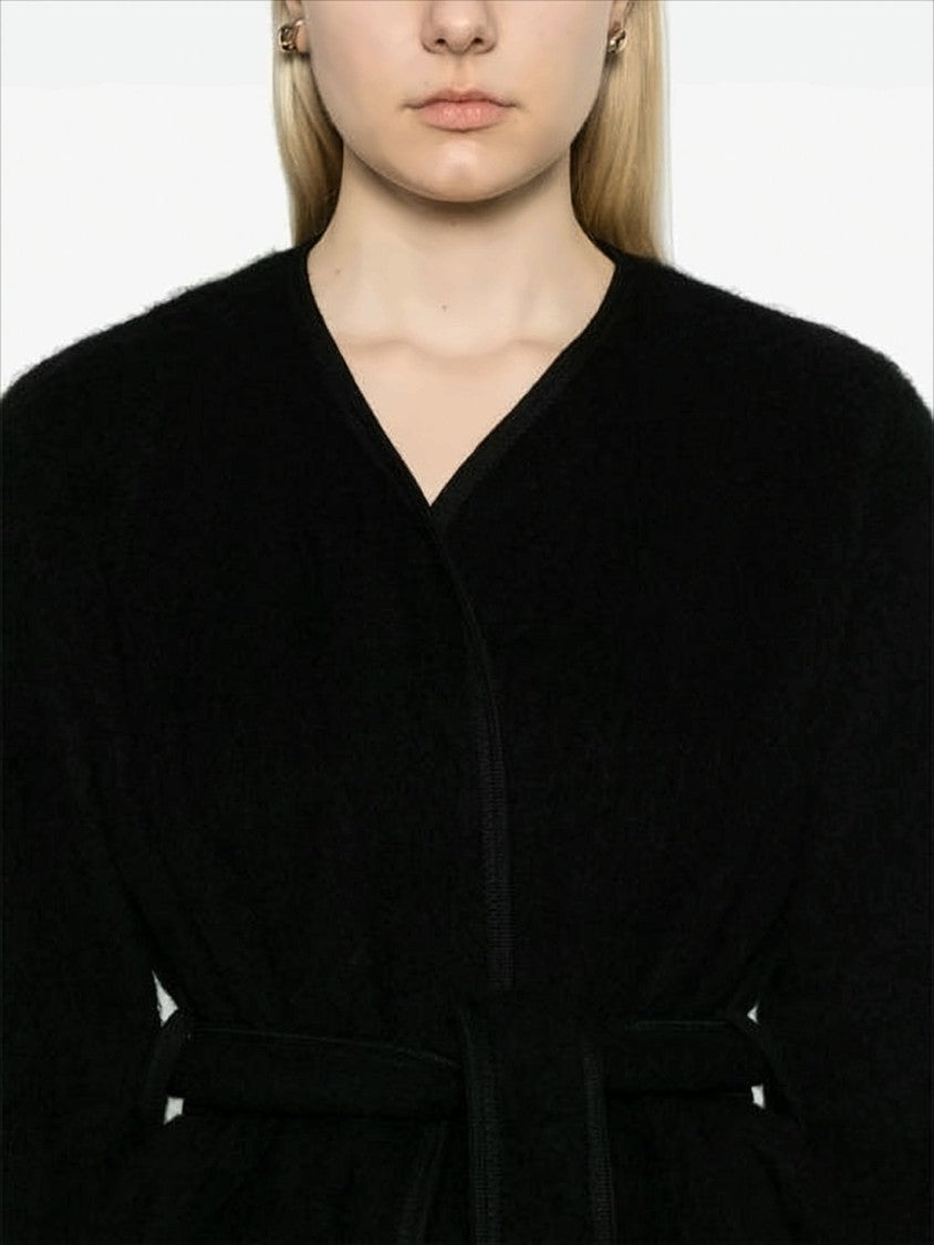 Baserange Cropped Black Wool Jacket With Matching Belt