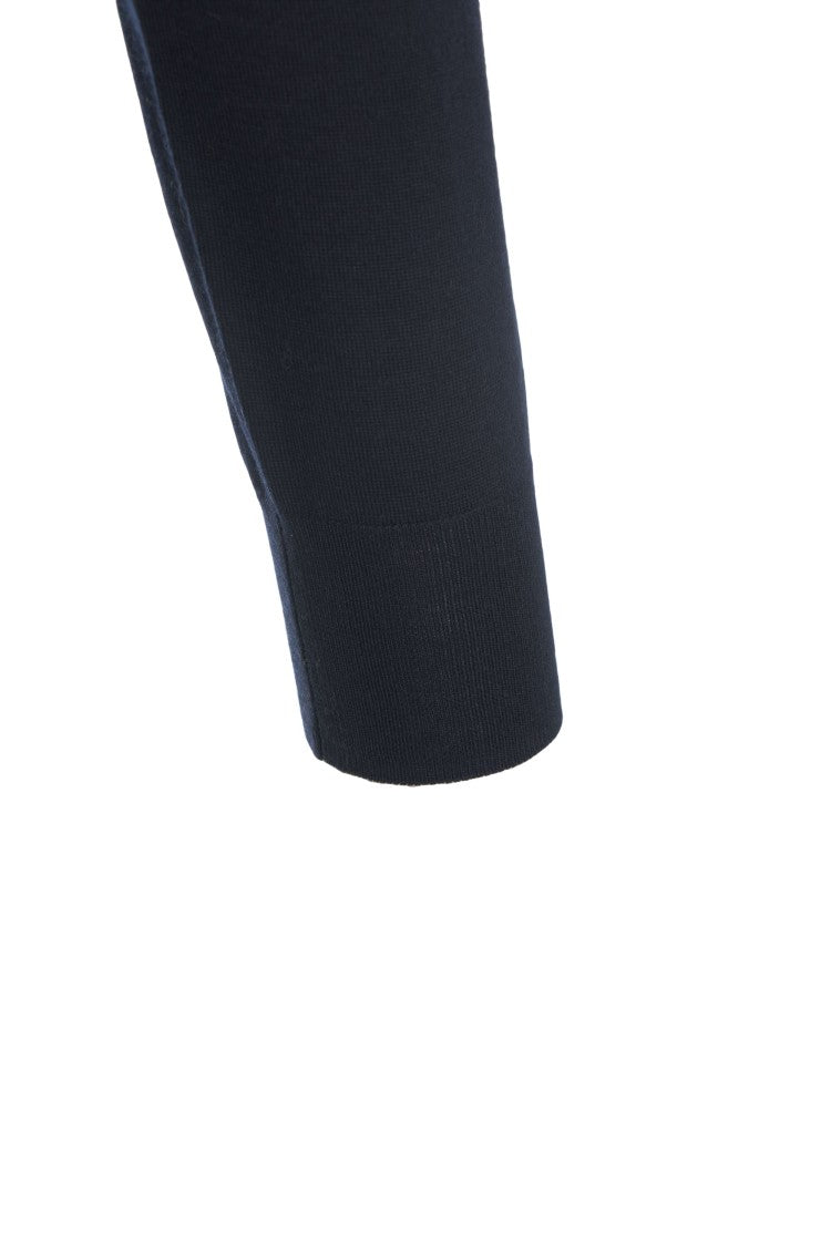 Paolo Pecora Blue Turtleneck Sweater With Ribbed Finishing