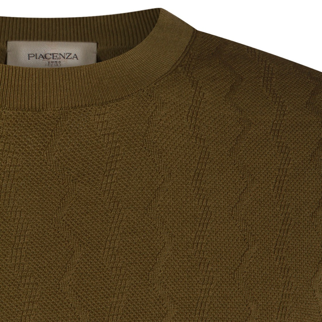 Piacenza Cashmere Short-Sleeve Knit Top With Zigzag Texture And Ribbed Finish