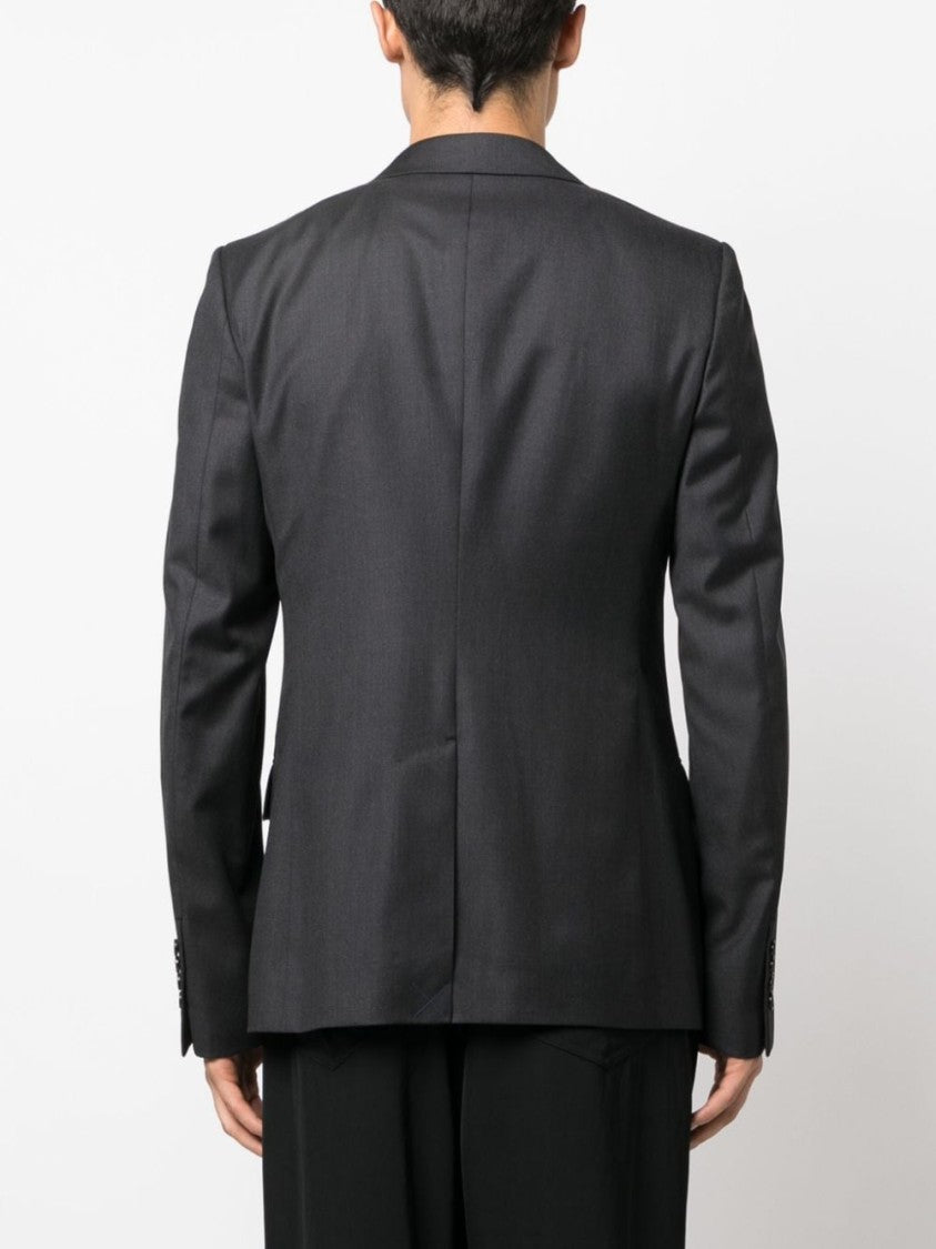 Lanvin Single-Breasted Charcoal Grey Virgin Wool Blazer
