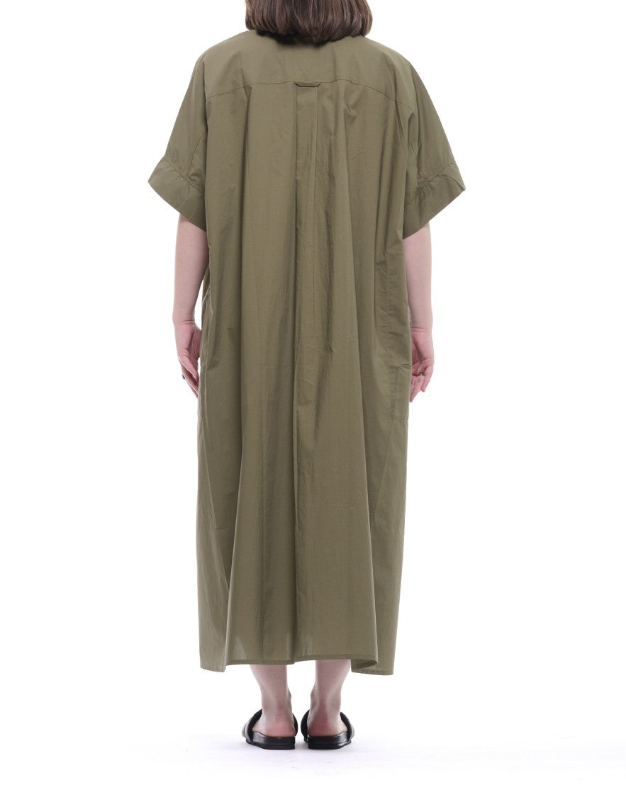 Eat Dust 673 Loose Cotton Poplin Long Shirt Dress With Utility Design