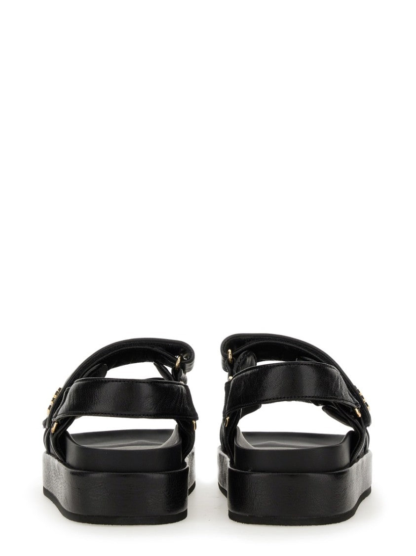 Tory Burch Black Kira Dual Logo Strap Sandals