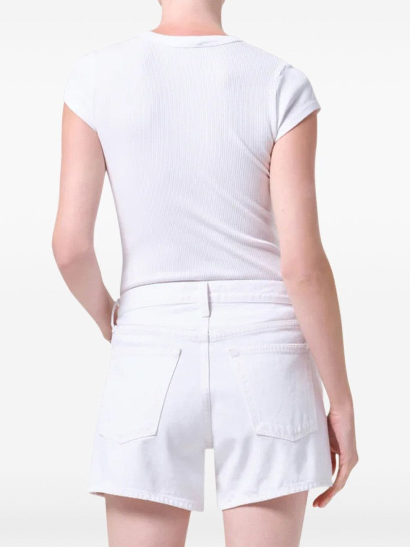 Agolde Classic White Denim Shorts With Minimalist Design