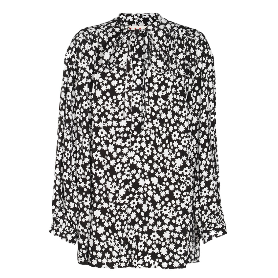Marni Flowing Floral Patterned Shirt With High Neckline