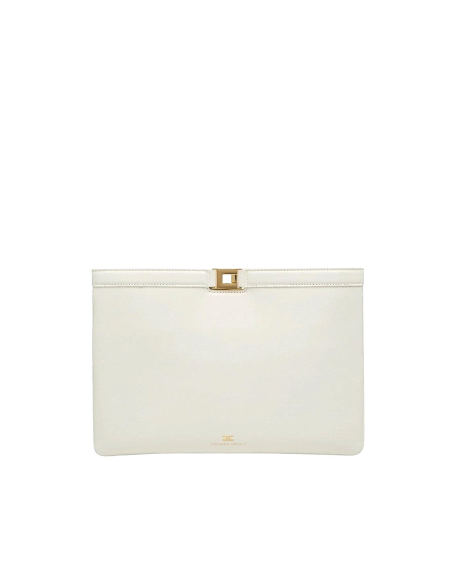 Elisabetta Franchi Envelope Clutch Bag In Naplak Effect With Gold-Tone Clasp