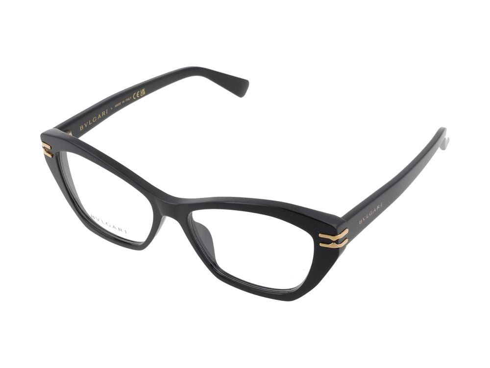 Bulgari Bold Angular Frame Cat-Eye Eyeglasses