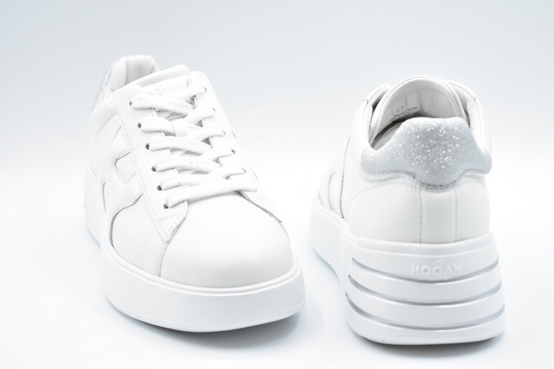 Hogan Minimalist Silver White Laced Sneakers