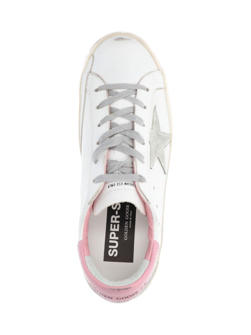 Golden Goose White Super-Star Worn Leather Low-Top Sneakers