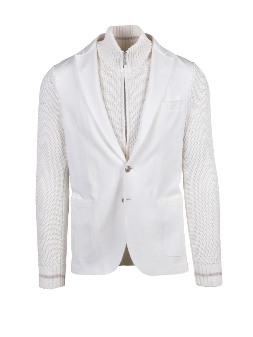 Eleventy White Cotton Polyamide Elastane Blazer