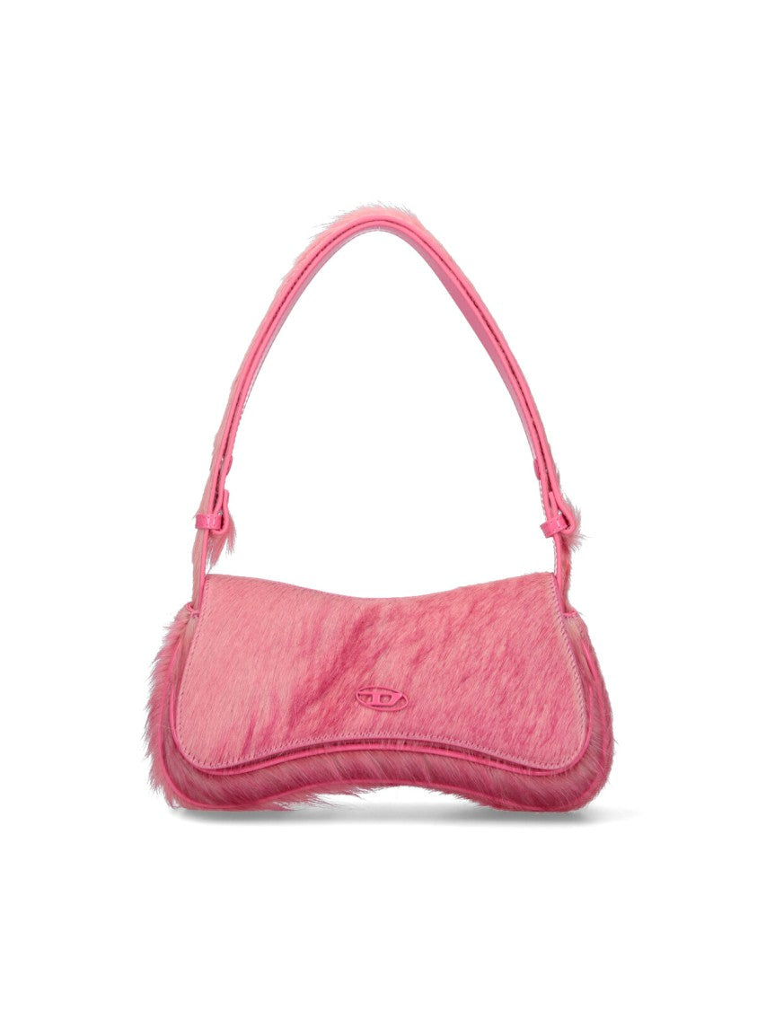 Diesel Sustainable Pink Leather Play Clutch With Adjustable Handle