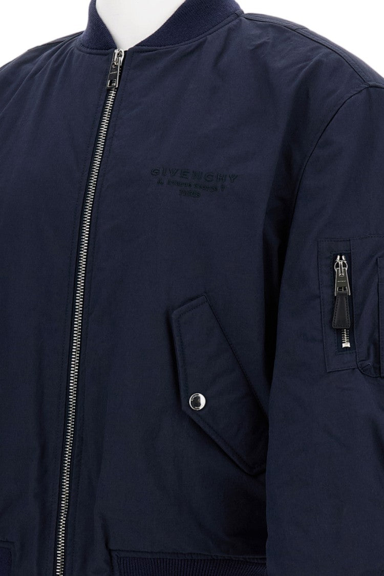 Givenchy Cotton Blend Bomber Jacket With Metal Zip Closure And Flap Pockets