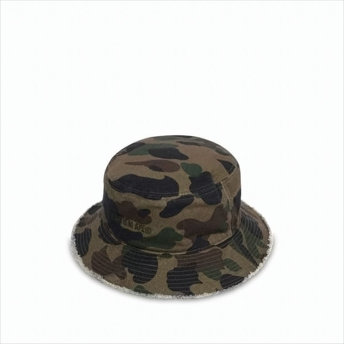 Bape Camouflage Bucket Hat With Frayed Edge Detail