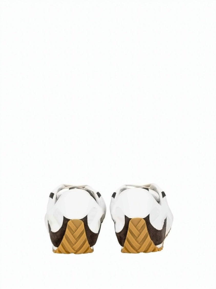 Bottega Veneta White Calf Leather Sneakers With Suede Accents