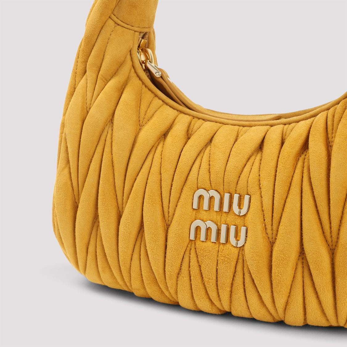 Miu Miu Quilted Yellow Lamb Leather Shoulder Bag