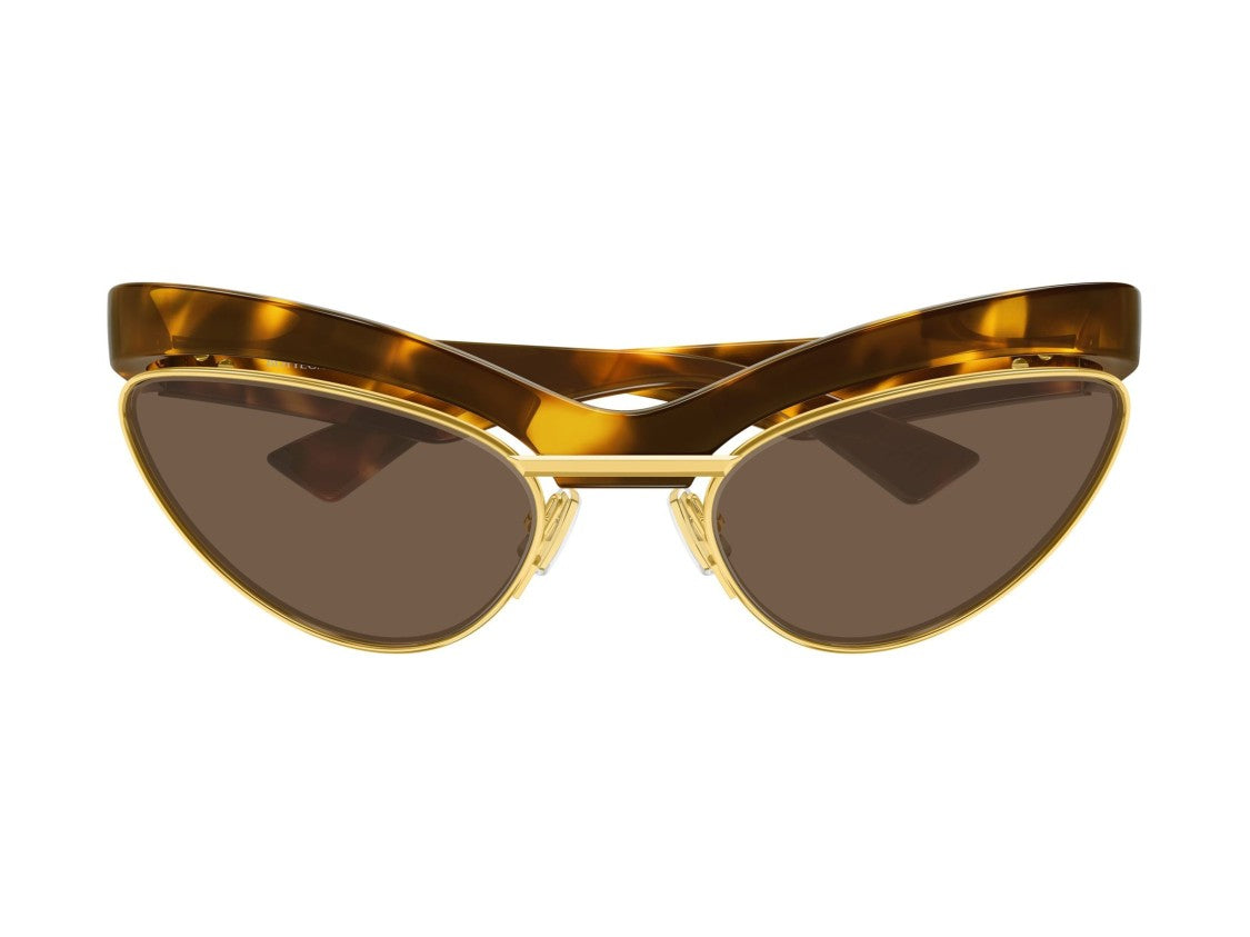 Bottega Veneta Gold Bv1480s Tortoiseshell Bold Cat-Eye Sunglasses