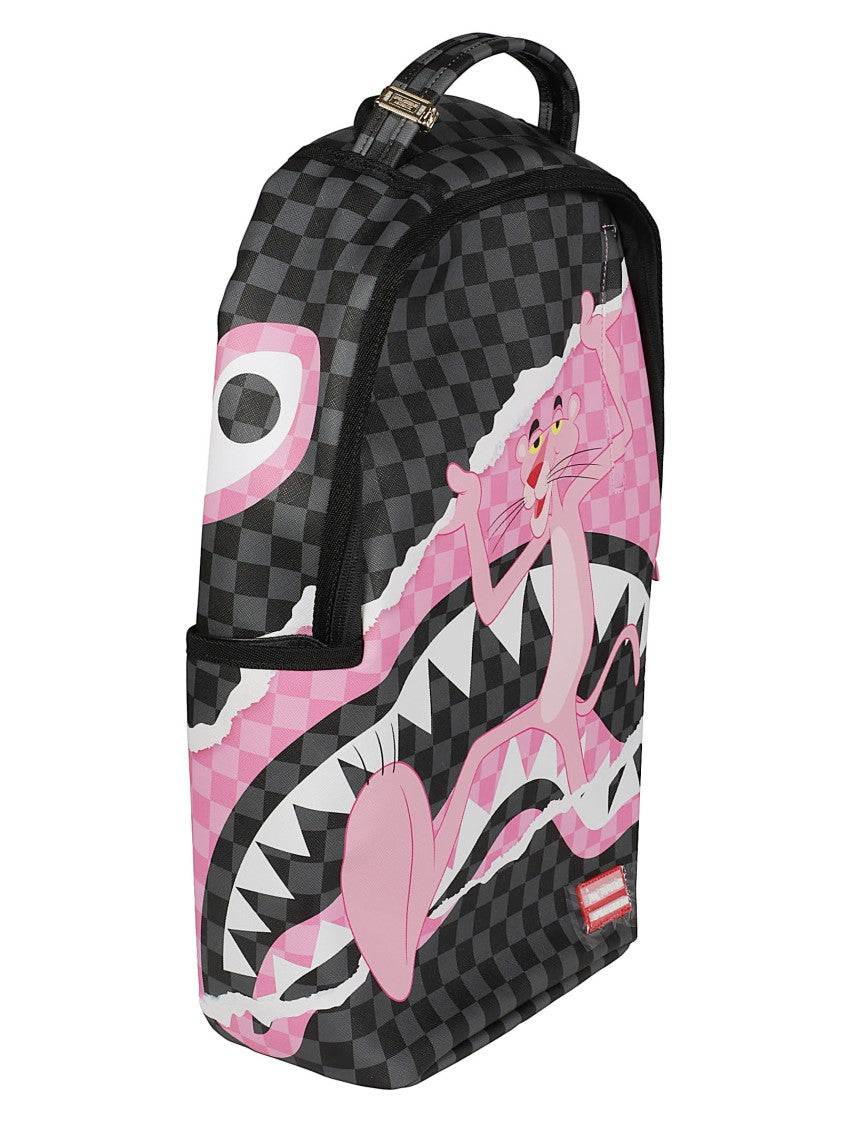 Sprayground Checkerboard Graphic Backpack With Pink Panther Motif